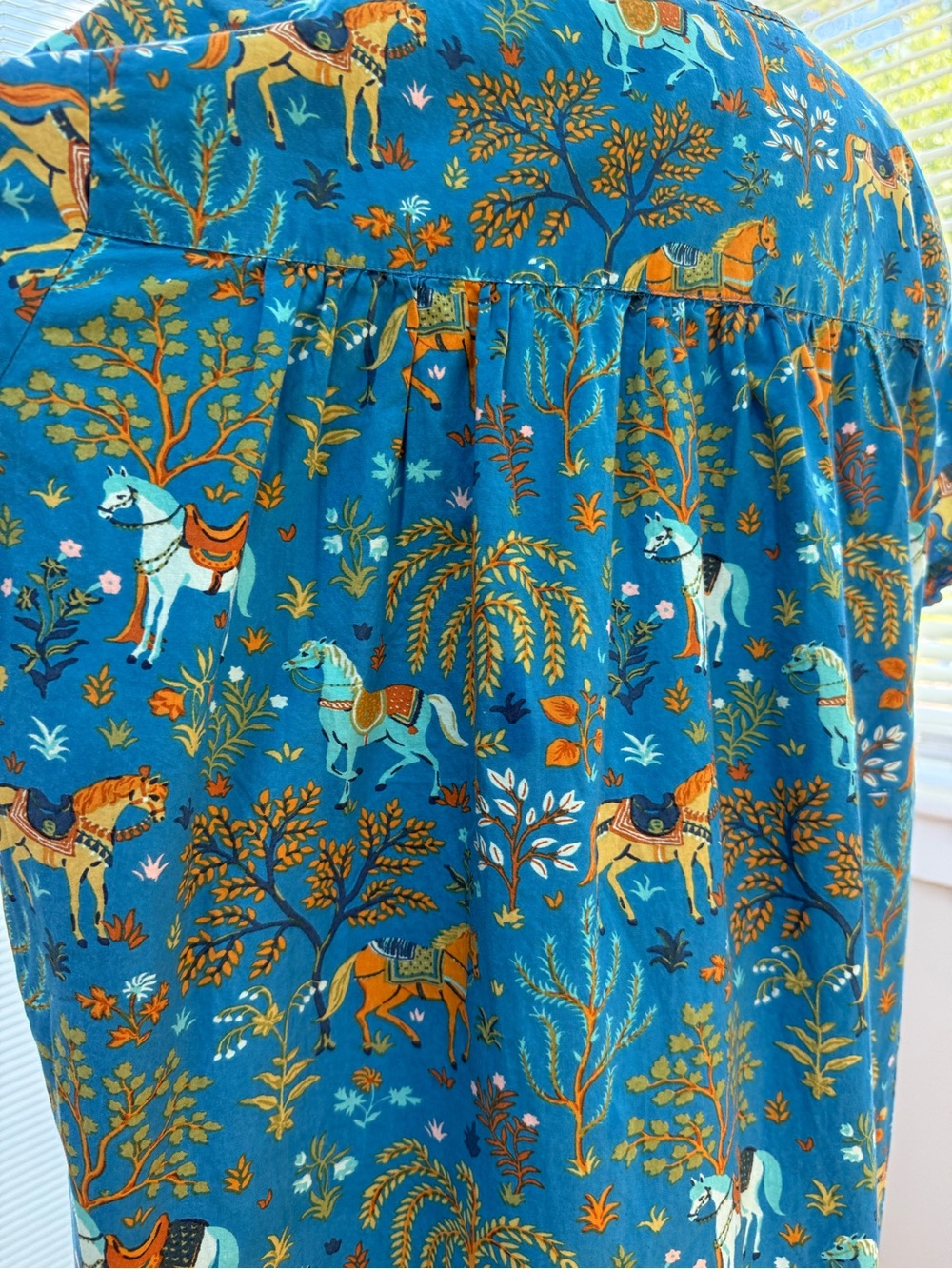 Printfresh Gorgeous Blue Horse Nightgown / House Dress / MuuMuu - Picture 6 of 14